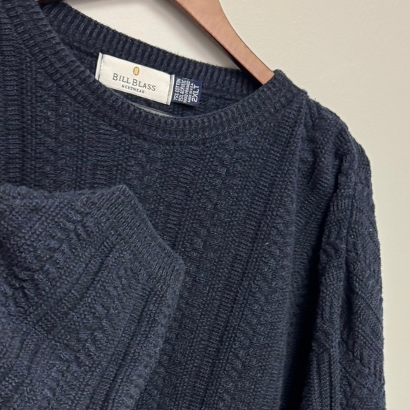 Bill Blass Menswear Heather Navy Textured Knit Sweater 2XLT Heavyweight - Picture 4 of 5